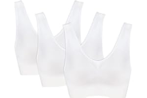 Genie Bra 3-Pack Seamless Sports Bra Wirefree Yoga Bra with Removable Pads for Women S-5XL