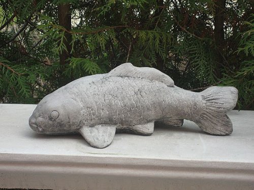 Nr.056 Steinfigur Deko für Teich FENG SHUI Fisch KOI 01 36 cm ca. 4 kg Stein - 2