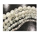 Perlen Glas WEISS Transparent CRASH CRACKLE GLASPERLEN RUND 3 Stränge Set 4mm 6mm 8mm D49