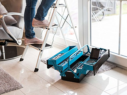 HAZET Metall-Werkzeugkoffer (mobiler Montage-Koffer, mit Profi-Sortiment, 79-teilig, mit Hammer, Umschaltknarre, Zange, Vorhängeschloss, hochwertige Materialien) 190/79 - 2