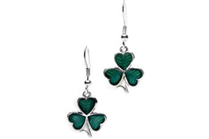 CELTIC LANDS Enamel Green Shamrock Drop Earrings