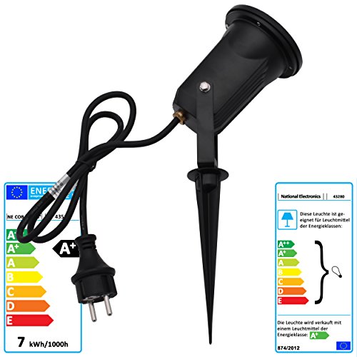 National Electronics Gartenstrahler LED mit Erdspieß GU10 inkl. 7W COB LED Aussenstrahler LED Gartenleuchte Gartenlampen Set Spotlichter Spotlampe Ambientebeleuchtung Strahler außen Garten Gartenbeleuchtung IP54 6er Set - 2
