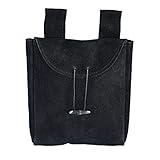 Wildleder Gothic Gürteltasche samtig schwarz 2 Schlaufen Knopf Verschluß 20 x 16,5 cm zeitloses Design