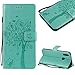 Produktbild CESTOR Brieftasche Hülle für Huawei Honor 10 Lite,Premium Grün Retro Katzen und Baum Muster mit Faltbar Stand und Halter Kreditkarte Slots Magnetverschluss Flip Cover für Huawei P Smart 2019