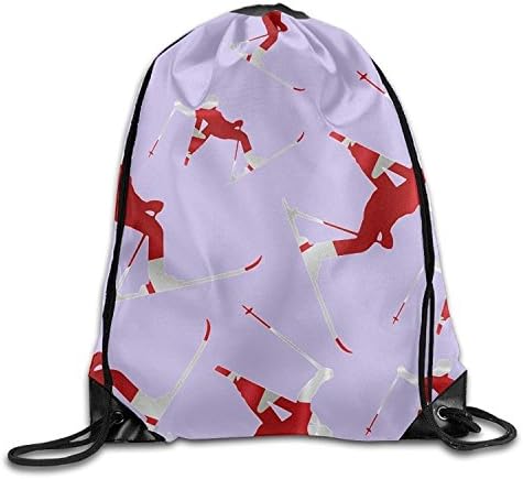 Yesliy Alpine Skiing Canadian Flag Unisex Lightweight Backpack Gym Drawstring Bags.