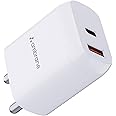 Ambrane 30W Dual Output Fast Charger/Adapter with QC & PD Technology for iPhone, Android & Other Devices, Made in India, Multi-Layers Protection, Compact Size (RAAP H33, White)