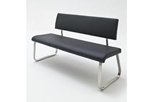 ‎ROBAS LUND Robas Lund Esszimmersitzbank mit Rückenlehne Kunstleder, Sitzbank Belastbar bis 280 Kg, Küchensitzbank Schwarz