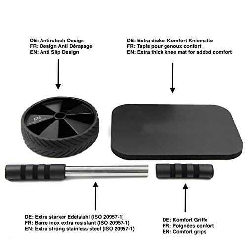 GRAVITY BOOST® Ultimate Abs – Extra Starker Bauchmuskeltrainer – Einzige Bauchmuskelrolle mit geprüfter Sicherheit (EN ISO 20957-1) – Inklusive Gratis Trainingshandbuch und Kniematte – The Bodyweight Training System® (Bauchmuskel Roller, Bauchmuskeln Rolle, Bauchmuskeln Gerät, Sixpack) - 4