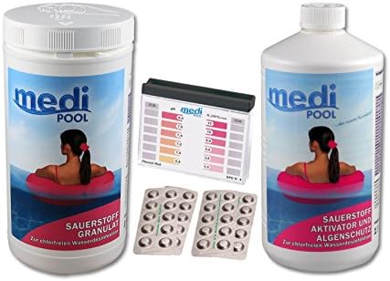Medipool Active Oxygen Set 1 x Oxygen Granules 1 kg + 1 x Activator 1 L + DPD4/PH Value Tester and 20 PH and DPD4 Tablets