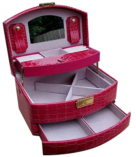 Feibrand Kunstleder Schmuck Box Rose Rot