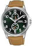 Lorus Herren Analog Quarz Uhr mit Leder Armband R3A07AX9
