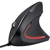 TECKNET Silent Ergonomic Wired Vertical Mouse, 6400DPI | 4 Adjustable DPI Levels, USB 1.5 m, 6 Buttons, for Laptop, Desktop,