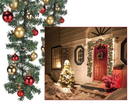 Haushalt International Weihnachtsgirlande 5m/80 Lichter/36 Christbaumkugeln