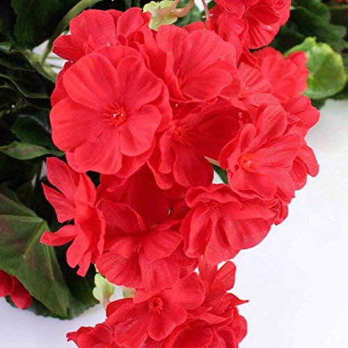 Set 2 x künstliche Geranie MIA auf Steckstab, rot, 35cm, Ø 30cm – Kunstgeranien / Kunstpflanzen Balkon – artplants - 4