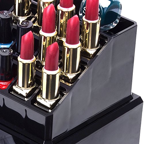 confronta il prezzo HBF Organizzatore Trucchi Acrilico Nero Porta Trucchi Organizer con 6 Piani e 7 Cassetti Beauty Make Up Grande Superficie Lisciato miglior prezzo