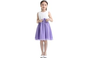 iEFiEL Bambina Vestito Lungo Ragazza Principessa Abiti da Sposa Bambine Matrimonio Nozze Damigella d'Onore Bianco Rosa Verde Elegante 2-14 Anni