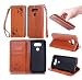 Produktbild Lonchee LG V20 Wallet Tasche Brieftasche Schutzhülle , geprägten Design Hochwertige PU Leder Folio Tasche Case Hülle im Bookstyle mit Standfunktion Kredit Kartenfächer (braun)