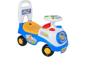 Alivio Kids Toy Car First Ride On Car with Sounds & Accessories, Boys Girls Infant Push Car Buggy, Sit n Ride First Step Toddler Walker Learning Toy Ride-On Car with Storage Box Non-Slip Wheels (Blue)