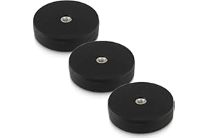 MVT GMBH Neodym Magnete Gummiert 34mm 12KG Stark - Gummi Magnet Scheibe mit M4 Innengewinde Gebohrt - Für Schrauben, Haken, Öse (3 Stück)