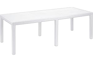 Ipae-Progarden S.P.A. Mesa de Exterior Extensible Rectangular, Made in Italy, Color Blanco, Medidas 150 x 72 x 90 cm (Extensible hasta 220 cm)
