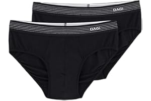 Dagi Slip Herren 2er Pack, Stretch Bequeme Unterhosen Männer Slip, Atmungsaktive Unterwäsche Herren, Weiche Gummiband Underwear Men Multipack, Modal Elasthan, Schwarz, S-2XL