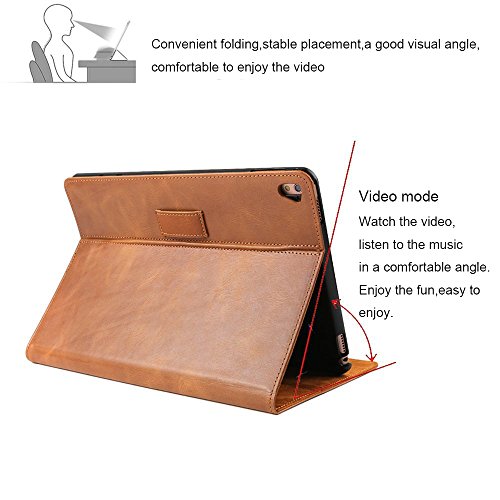 iPad Pro 9,7 Schutzhülle, dingrich Retro Mode neue iPad Pro echtem Leder Slim Smart Standfunktion Case Cover Ultra Slim Schutzhülle Portfolio Fall mit Stifthalter und intelligente Wake & Sleep Funktion für Apple iPad Pro 24,6 cm Fall (2016 Version) + [gratis Displayschutzfolie] + [gratis Stylus] braun - 4