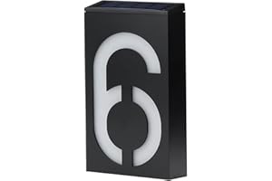 LIEBEWH Solarna lampa LED numer domu Zewnętrzna Solar Power LED znak numer dom hotel drzwi adresowe światła z 6 diodami LED i dużą czcionką (numer 6)