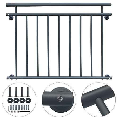 Französischer Balkon Geländer Balkongeländer 90 x 100-156 cm Schwarz Weiß V2Aox, Farbe:Weiß;Größe:128 x 90 cm - 4