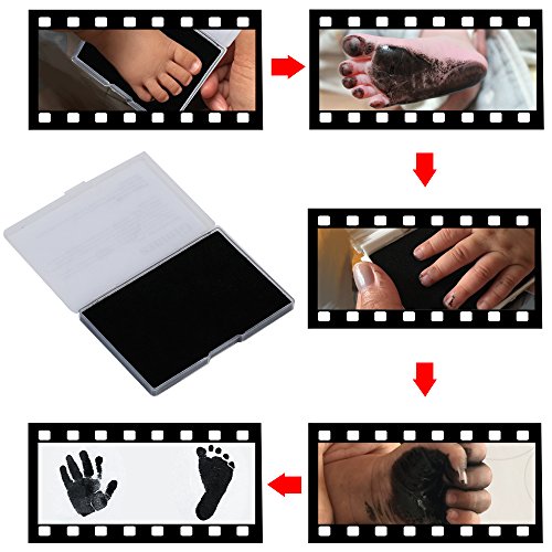 [Große Version 42x28x1,8cm] GIMARS Baby Handabdruck und Fußabdruck Rahmen Set, Baby Foto Erinnerung Abdruck Bilderrahmen in Weiß mit schadstofffreier Tinte – Geschenk zur Geburt oder zur Taufe - 6