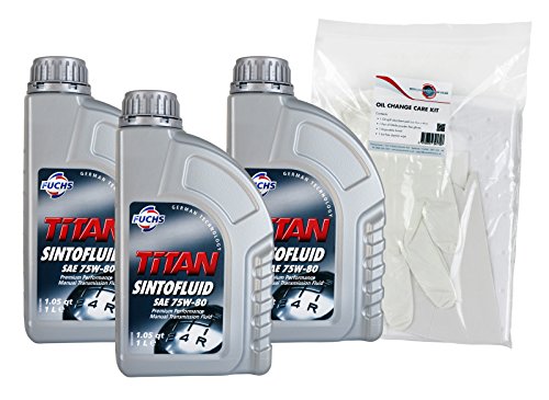 Fuchs Titan Sintofluid SAE 75W80 GL-5 Manual Transmission Fluid Triple Pack & Powerenhancer Oil Change Care Kit
