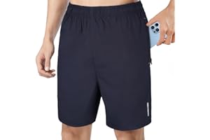 AUYAO Męskie spodenki do biegania, na siłownię, szybkoschnące, na lato, na co dzień, elastyczny pas, kieszenie zapinane na zamek błyskawiczny, sportowe, outdoorowe, krótkie, oddychające rozciągliwe