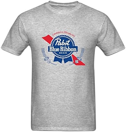 Men's Pabst Blue Ribbon O Neck Short Sleeve Cotton Tee?Large?