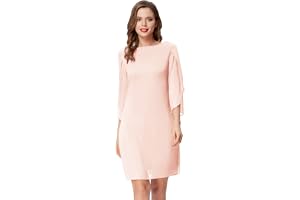 GRACE KARIN Abito Donna Elegante - Chiffon Maniche Lunghe, Gonna A Balze, Vita Elastica, Taglio A - 9