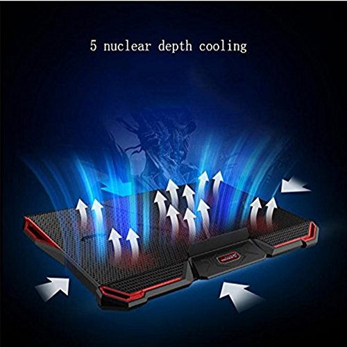 DDSS Notebook Cooling Pad, 12 „-17“ Laptop-Gaming-Cooling Pad, leise Lüfter 5, LED-Lampe, und zwei USB 2.0-Anschlüsse, verstellbare Halterung - 7