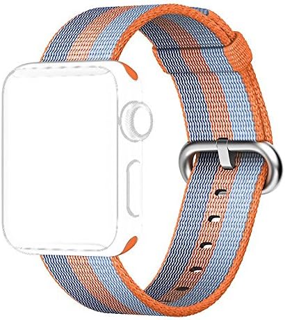 Tentan Woven Nylon Strap Replacement Nylon Band for Apple Watch Band (42mm Orange)