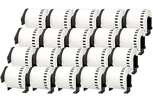 TONER PACK DK-22205 Compatible Rollo de Etiquetas DK-22205 [62mm x 30.48m] - Cinta continua de papel blanca para Brother P-Touch QL-500 550 570 700 710W 720NW 800 810W 820NWB 1050 1100 (20 Unidades)