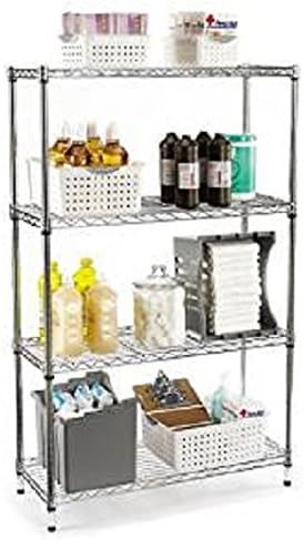 Placetech 4-Tier 36" (91cm) Free-Standing Chrome Shelving Kitchen or Garage Storage Organiser Unit