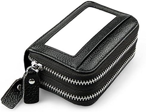 MeiliYH Ladies Simple Fashion Handbag Leather Double Zipper Large Capacity RIFD Anti-magnetic Card bag for Women