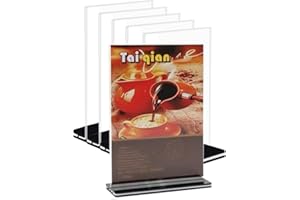 Niciksty A4 Ständer Aufsteller Acryl Tischaufsteller(6 Stück), Klare Tischständer A4-Menühalter für Tische, Kunststoff Werbeaufsteller A4 für Restaurants, Hotels, Schulen, Büros