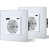 BSEED Wall Plug with 20W USB and Type C, Crystal USB C Plug, Fast Charging, 3 in 1, Easy Installation, 1 Socket-2 Pack, 86 mm