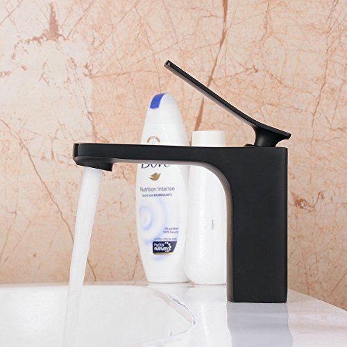 Hiendure ® Schwarz Wasserhahn bad Einhebelmischer Waschbecken Armatur Waschtischarmatur Badarmatur Waschbeckenarmatur Mischbatterie f.Badzimmer - 3