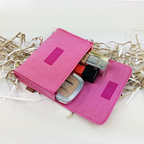 Täschchen Mini Hülle Tasche aus Filz für Zubehör und Accessoires (Netzteil, PC Maus, E-Zigarette, Kosmetik) Pink - 6