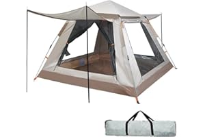Gziztx Tente de camping pop-up pour 6 à 8 personnes avec 2 portes et 2 fenêtres, imperméable, coupe-vent, protection solaire, facile à installer, pour les voyages en plein air, la randonnée, la plage