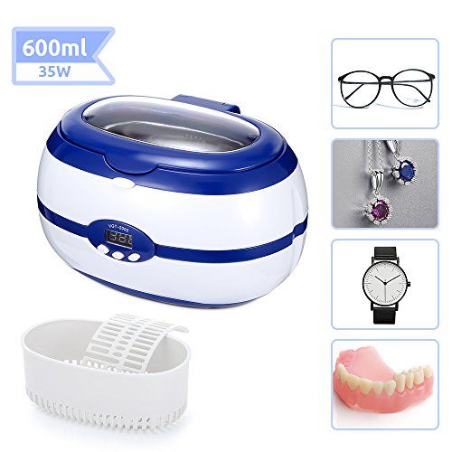 Preisvergleich Produktbild Upgrade Ultraschallreiniger Reinigungsgerät - LED Digital Ultrasonic Cleaner mit Entgasungsfunktion, Uhrenhalter und Reinigungskorb, Edelstahl Ultraschallbad 40,000Hz 35W für Brillen Schmuck Uhren Rasierapparat