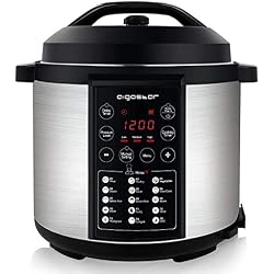 Aigostar Mi 30IAU - Autocuiseur avec 15 fonctions programmables sur écran LED, 5.5 litres, 1000 W. 3 niveaux de pression, récipient anti-adhérent. Minuteur et fonction maintien au chaud.