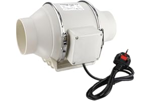 ANESTY Inline Bathroom Extractor Fan 100mm /4 Inch, In Line Duct Fan Mixed Flow 220m³/hr - Grow Room Fan Tent Hydroponic Ventilation System