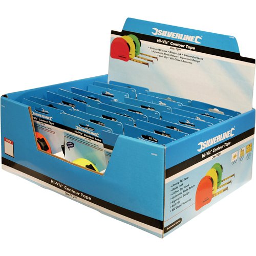 Silverline 595750 Hi-Vis Contour Tape Display Box 21 piece 5m / 16 ft x 19 mm