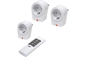 solidBASIC - Funk Schalter Steckdosen Set : 3 x Funksteckdosen + 1 x Fernbedienung | 4-Kanal Plug & Play Funkschalt-Set - WEIß