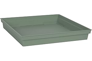 EDA - Soucoupe Carrée Toscane 32,6 cm - pour Pots de Fleur Carrés Toscane réf 13627-13628 - 13635 et 13639-32,6 x 32,6 x H.4,9 cm - Vert Laurier