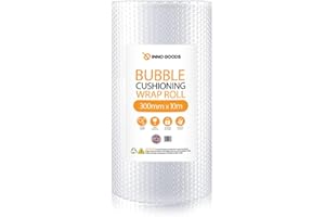 INNO GOODS Bubble Wrap for Moving House | Roll of Small Bubbles Wrap for Fragile Item Packaging and Protective Wrapping Shipping and Storage (300mm x 10m)